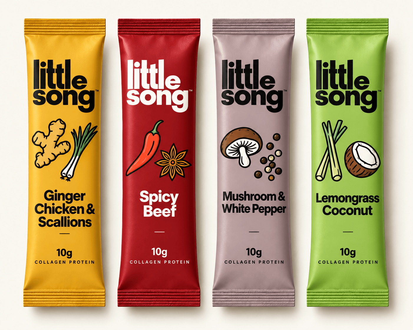 Four Little Song sipping broth sticks in ginger chicken, spicy beef, mushroom, and lemongrass flavors